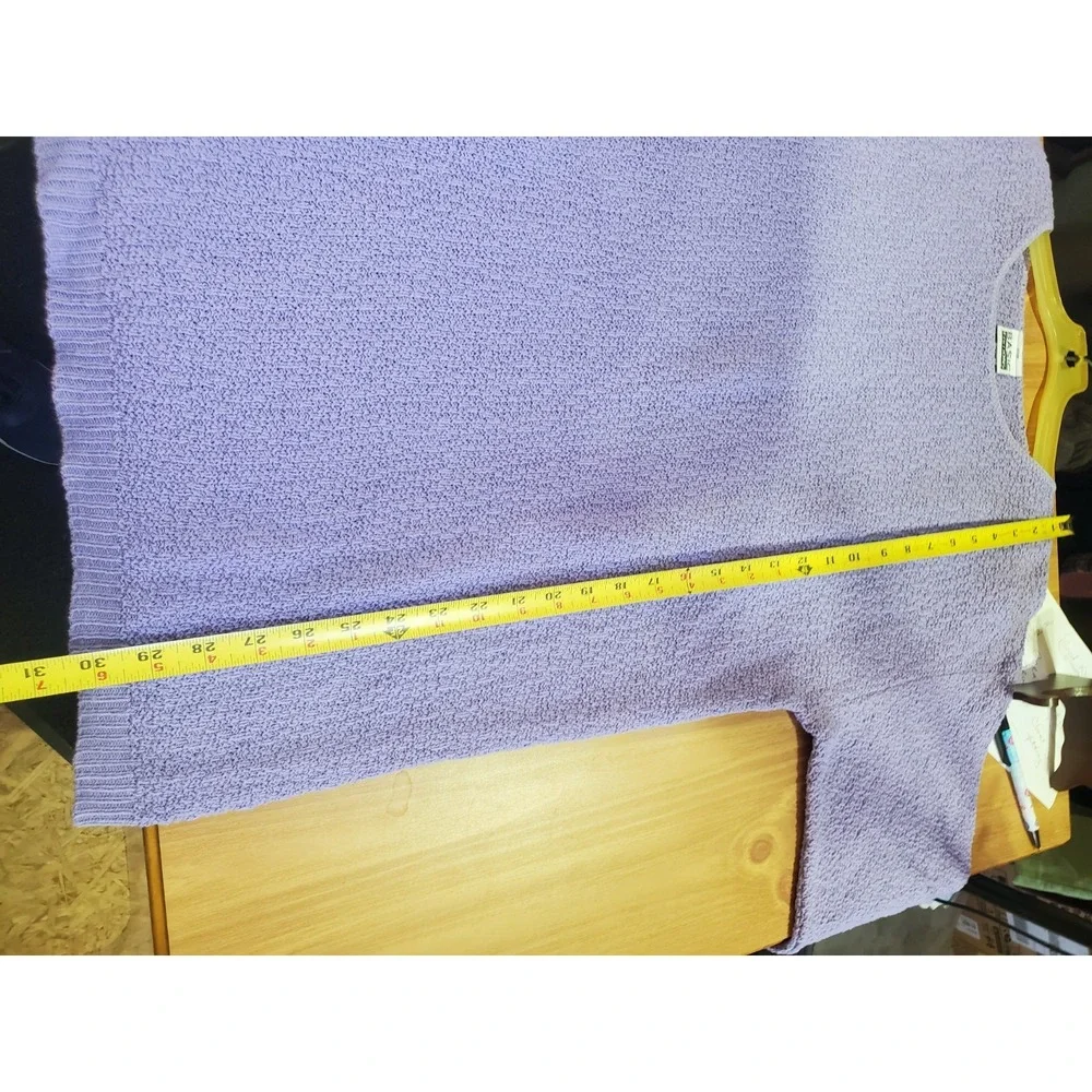 Size L By Basic Editions Woman's Long Sleeve Sweater Purple Knit